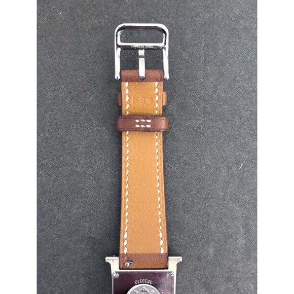 Hermes 21mm Stainless Steel And Natural Barenia Leather Here H PM Quartz Watch - Picture 10 of 16